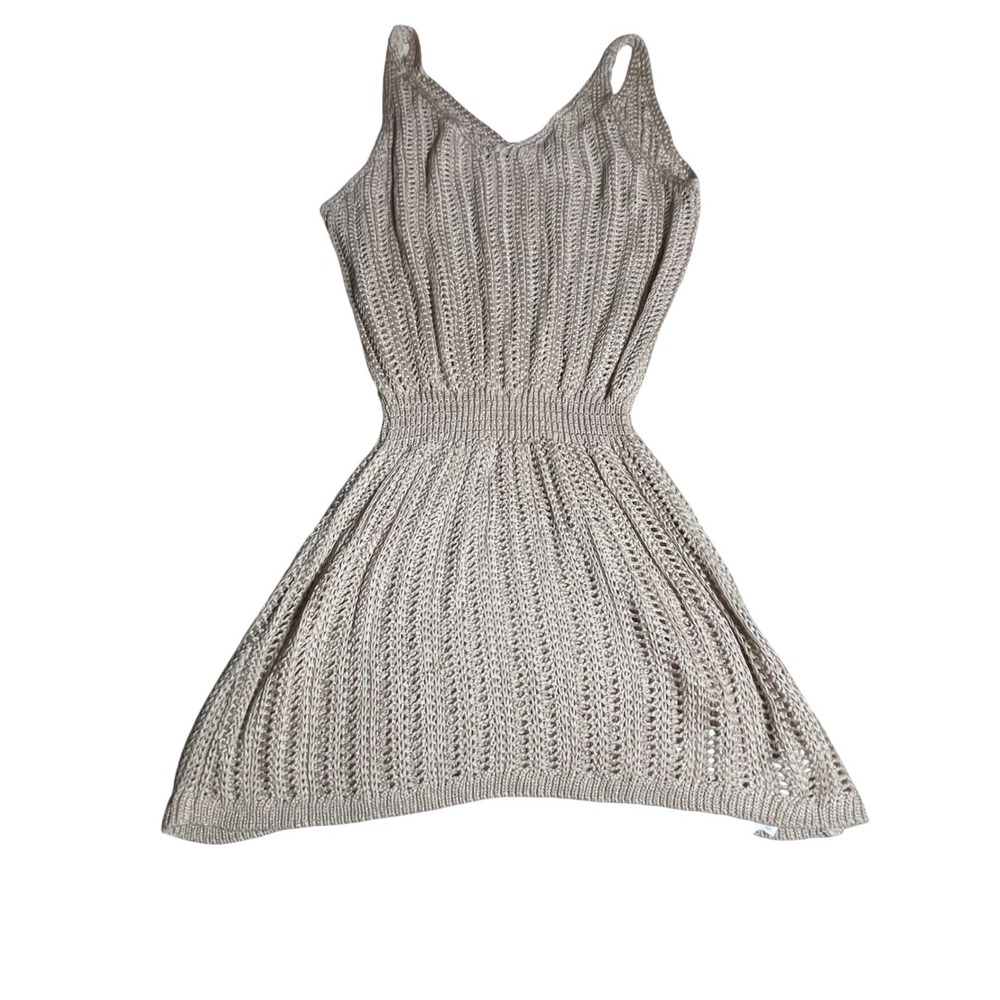 Cupshe Tan Crochet Knit Spaghetti Strap Mini Dress Women's XL Beach Cover Up